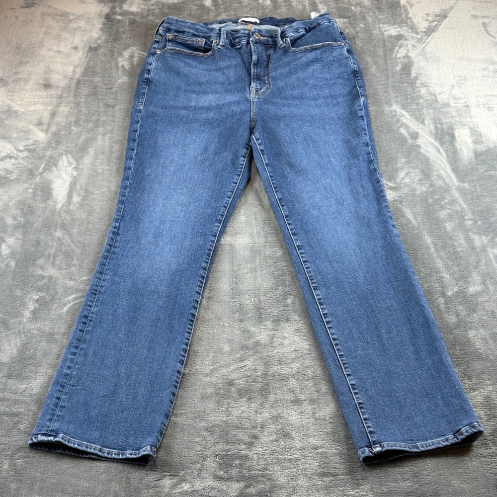 Good American Good Legs Straight-Long Blue Jeans Size 16 High Rise GLS873TLI